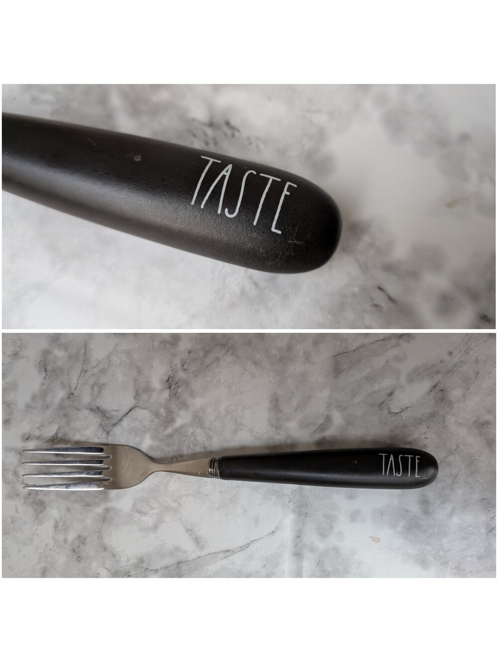 Rare Discontinued Rae Dunn Taste Fork Black Handle 18/10 Stainless Steel
